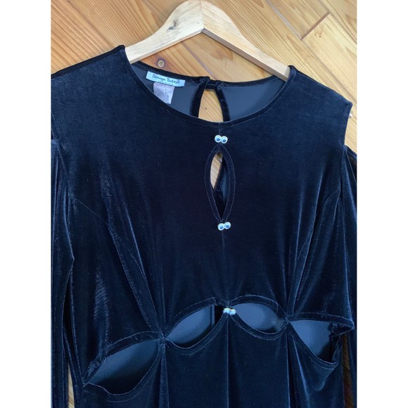 Vintage 80s/90s Velvet Cold Shoulder Maxi Dress - Picture 6 of 8